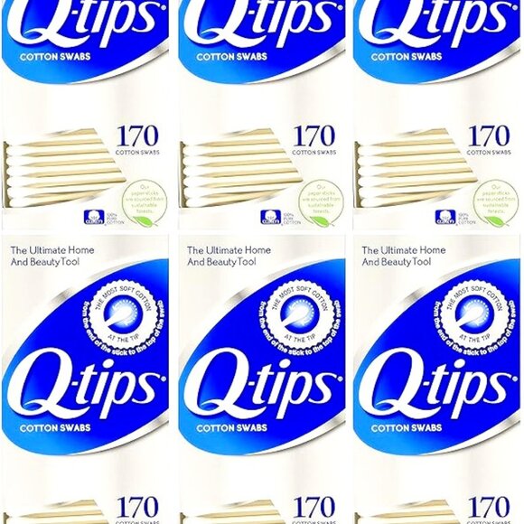 Q-Tips Cotton Swabs 6 pack of 170 count boxes - Picture 1 of 1